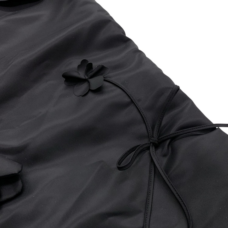 2026SS Mame Kurogouchi マメクロゴウチ Nylon Twill 3D Embroidery Mods Coat チューリップ刺繍ナイロンモッズコート ブラック 2 MM26SS-CO053