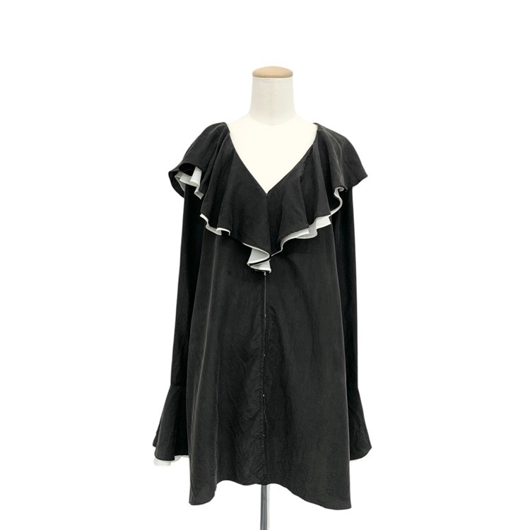 FETICO フェティコ RUFFLED SILK MINI DRESS ラッフル ミニ ドレス ブラック 1 FTC232-0804