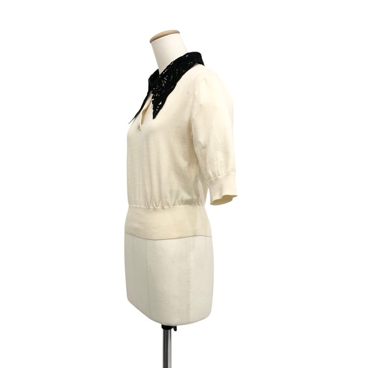 Mame Kurogouchi マメクロゴウチ Embroidery Collar Knitted Top コード刺繍襟ニットトップ 2 MM25FW-KN037