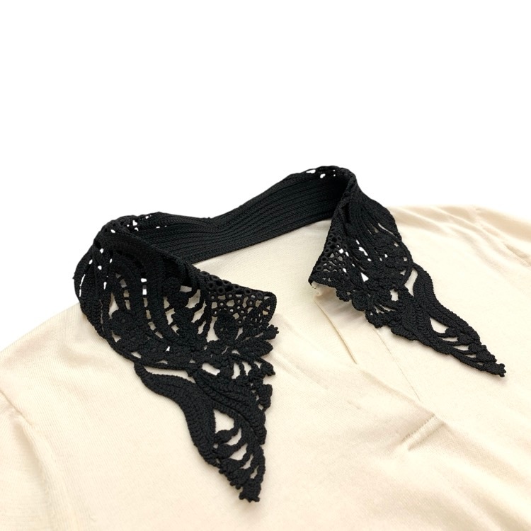 Mame Kurogouchi マメクロゴウチ Embroidery Collar Knitted Top コード刺繍襟ニットトップ 2 MM25FW-KN037