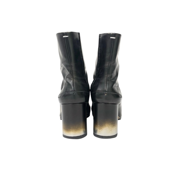 Maison Margiela メゾンマルジェラ Tabi Metallic Leather Ankle Boots タビメタリックアンクル ブーツ ブラック×シルバー 38/25.0cm S58WU0260