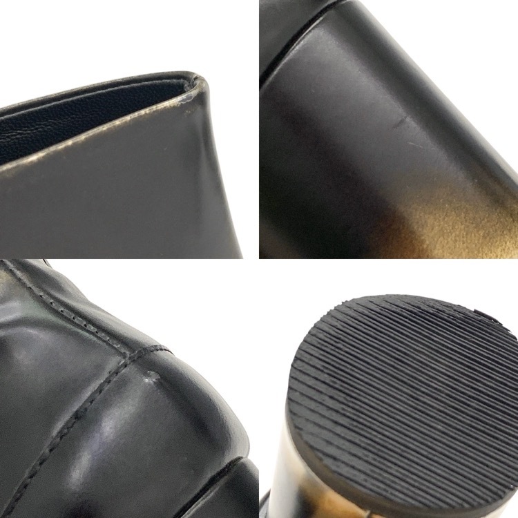 Maison Margiela メゾンマルジェラ Tabi Metallic Leather Ankle Boots タビメタリックアンクル ブーツ ブラック×シルバー 38/25.0cm S58WU0260