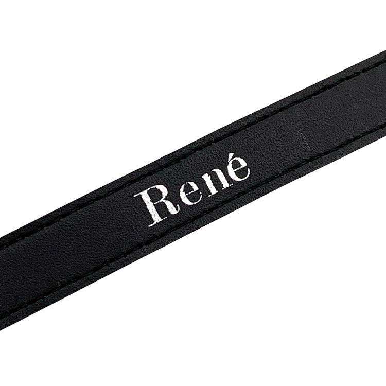 Rene ルネ 型押しレザー バックル ベルト ブラック F