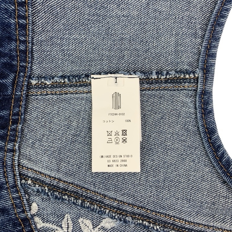 FETICO フェティコ FLOWER EMBROIDERED DENIM BUSTIER 薔薇モチーフ刺繍デニムビスチェ インディゴ 1 FTC244-0102