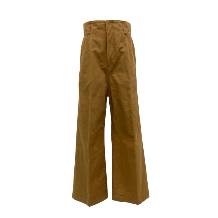 Mame Kurogouchi マメクロゴウチ MUDDYE WIDE PANTS コットンツイルワイドチノパンツ 泥染め加工 ブラウン 2 MM18SS-PT073