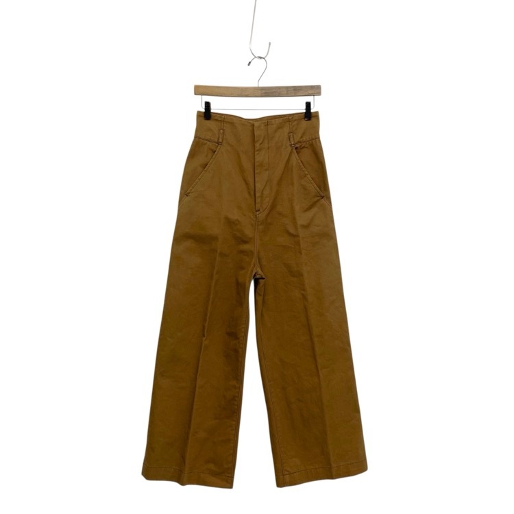 Mame Kurogouchi マメクロゴウチ MUDDYE WIDE PANTS コットンツイルワイドチノパンツ 泥染め加工 ブラウン 2 MM18SS-PT073