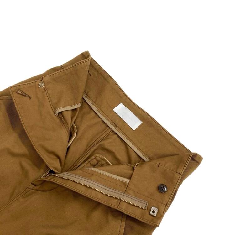 Mame Kurogouchi マメクロゴウチ MUDDYE WIDE PANTS コットンツイルワイドチノパンツ 泥染め加工 ブラウン 2 MM18SS-PT073