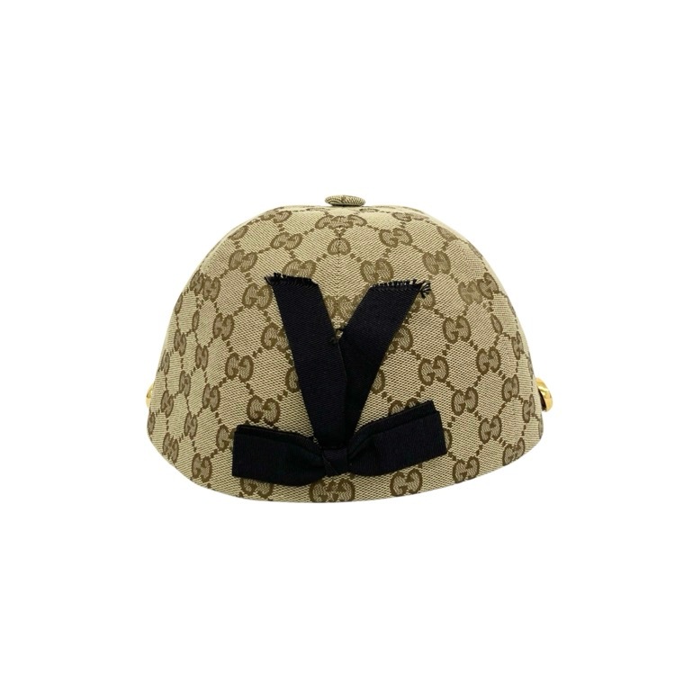 GUCCI グッチ GGキャンバス リボン キャップ ベージュ S/56cm 678544 3HAEX