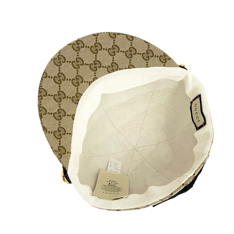 GUCCI グッチ GGキャンバス リボン キャップ ベージュ S/56cm 678544 3HAEX