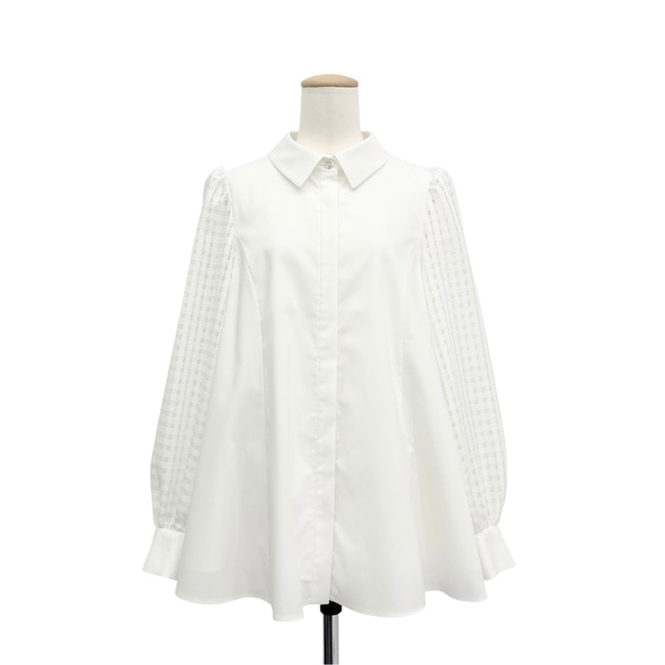 FOXEY NEW YORK フォクシー ブラウス Fleurette シアーチェック袖
