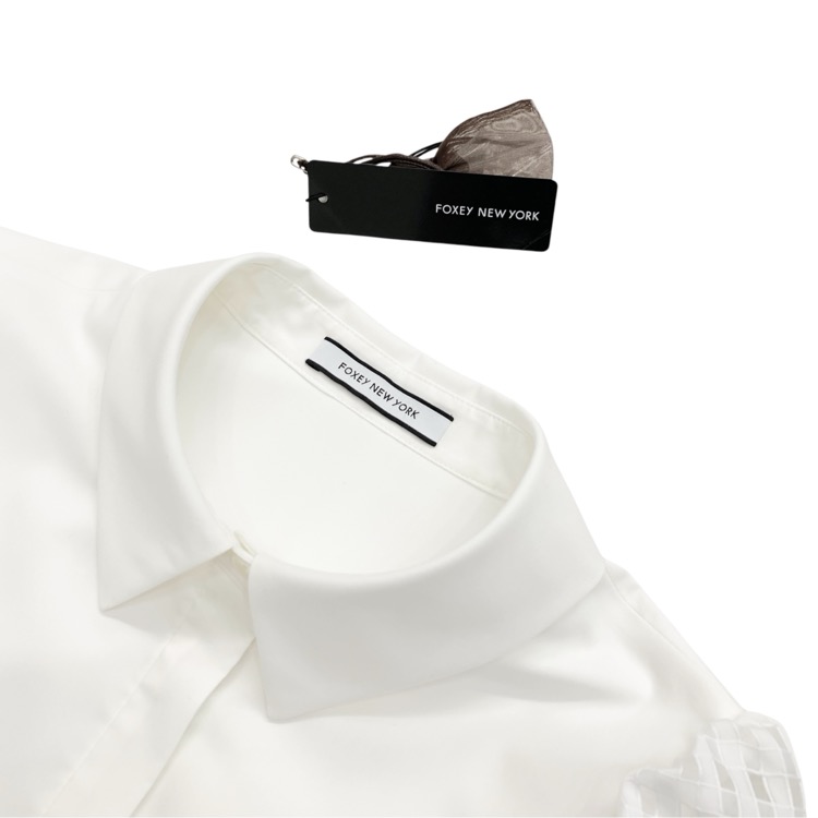 FOXEY NEW YORK フォクシー ブラウス Fleurette シアーチェック袖