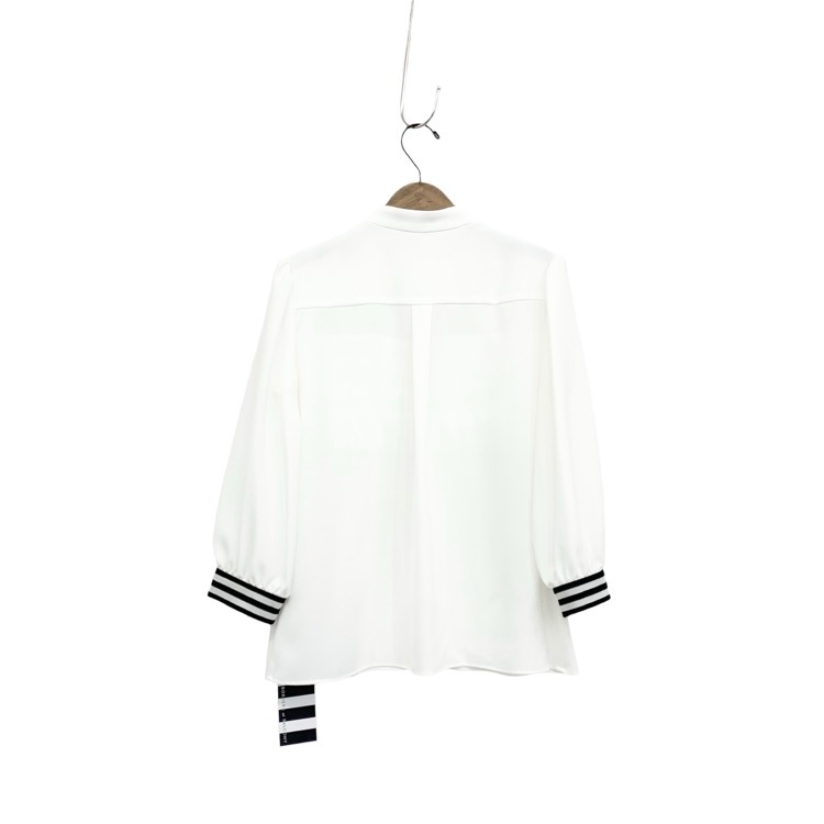 BORDERS at BALCONY ボーダーズアットバルコニー FRILL GEORGETTE BLOUSE フリルジョーゼットブラウス ホワイト 38 BD2311-3C-06