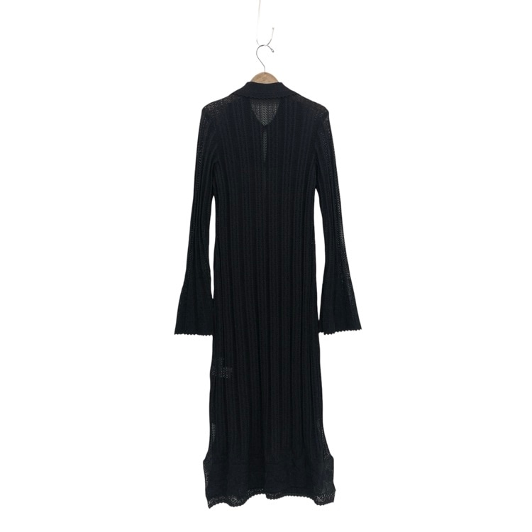 2025SS Mame Kurogouchi マメクロゴウチ Lace Stripe Knitted Dress レースストライプニットワンピース ブラック 3 MM25SS-KN068