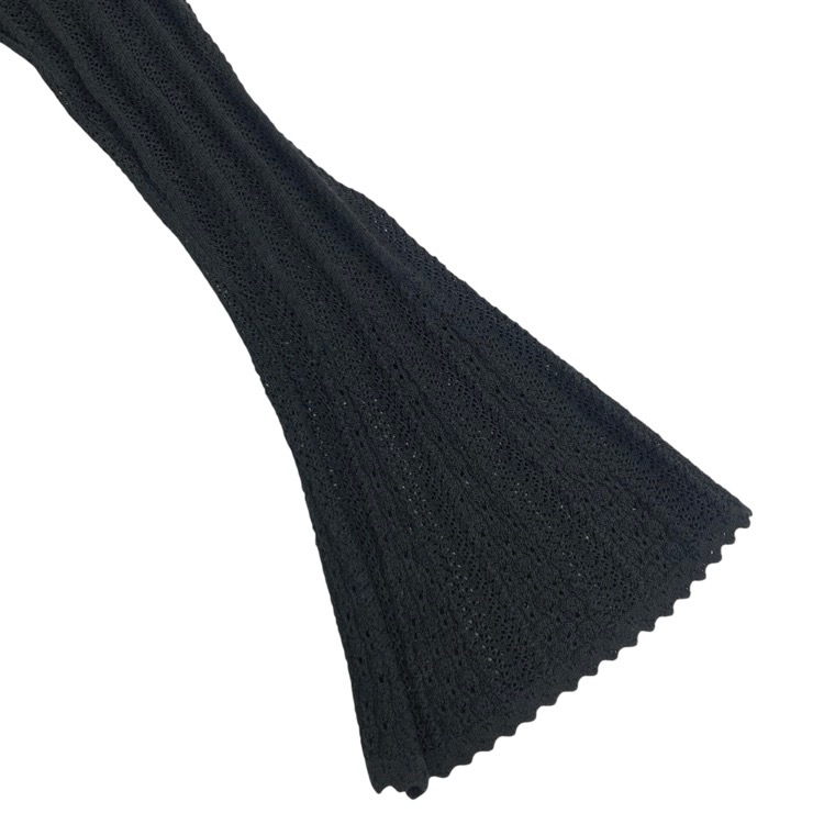 2025SS Mame Kurogouchi マメクロゴウチ Lace Stripe Knitted Dress レースストライプニットワンピース ブラック 3 MM25SS-KN068