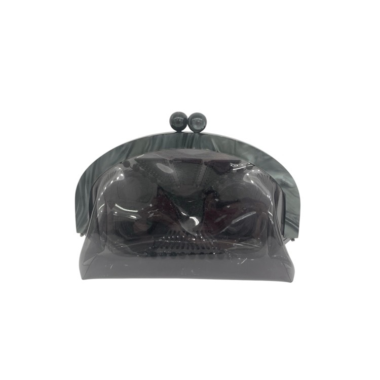 Mame Kurogouchi マメクロゴウチ Vinyl Chloride GAMAGUCHI Clutch Bag PVCがま口クラッチバッグ ブラック