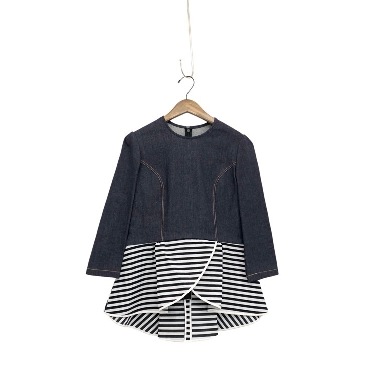 BORDERS at BALCONY ボーダーズアットバルコニー DENIM PEPLUM TOP デニムトップス インディゴ 38 BD2021-3N-49
