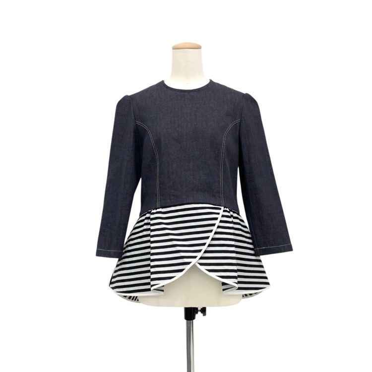 BORDERS at BALCONY ボーダーズアットバルコニー DENIM PEPLUM TOP デニムトップス インディゴ 38 BD2021-3N-49