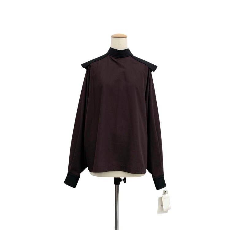 THE RERACS ザ リラクス バックジッププルオーバー ブラウス スタンドカラー マロン 36 23FW-REBL-379L