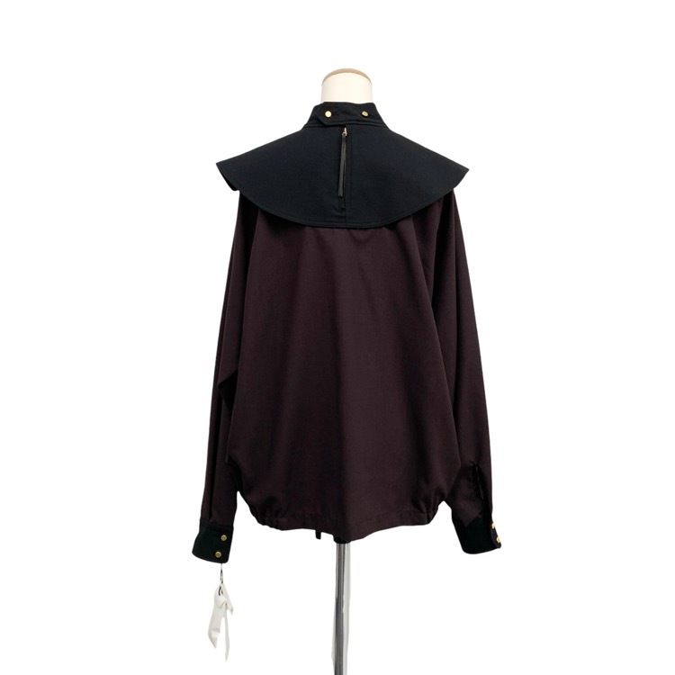 THE RERACS ザ リラクス バックジッププルオーバー ブラウス スタンドカラー マロン 36 23FW-REBL-379L