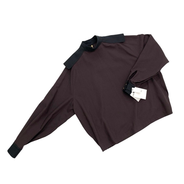 THE RERACS ザ リラクス バックジッププルオーバー ブラウス スタンドカラー マロン 36 23FW-REBL-379L