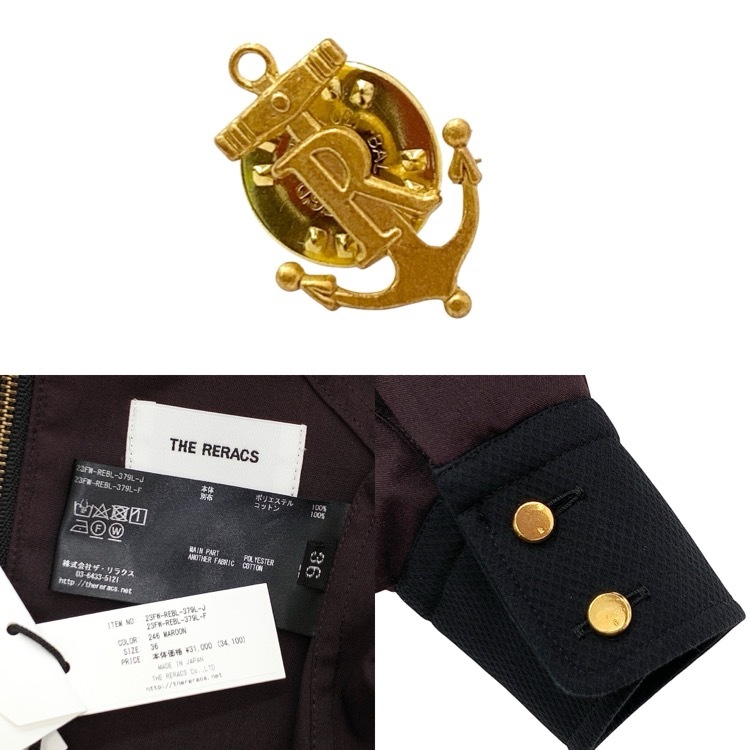 THE RERACS ザ リラクス バックジッププルオーバー ブラウス スタンドカラー マロン 36 23FW-REBL-379L