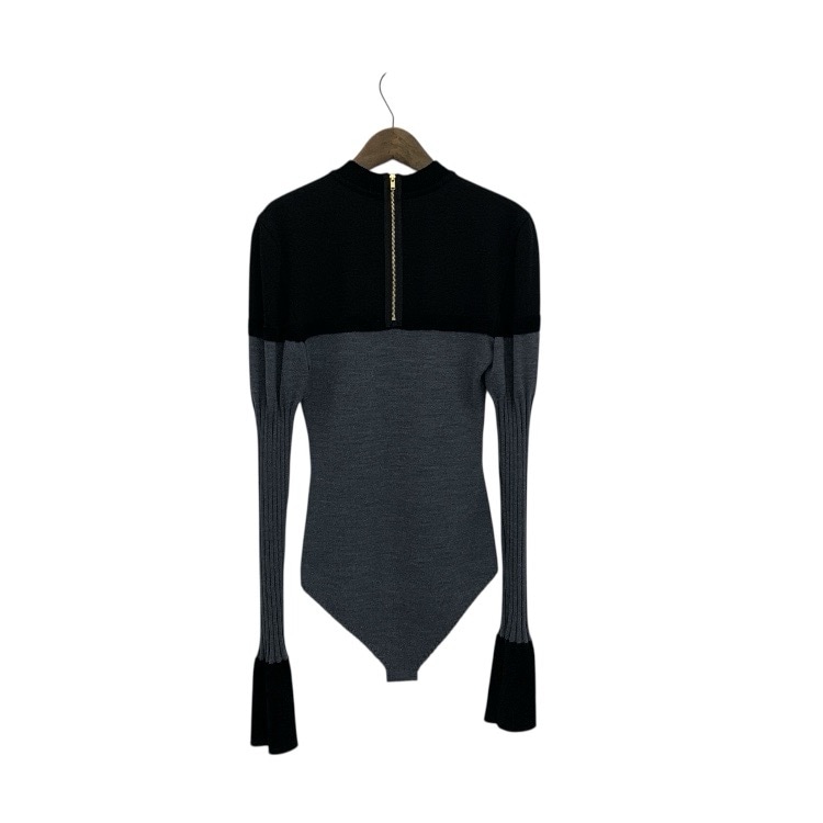FETICO フェティコ BI-COLOR KNIT BODYSUITS バイカラーニットボディスーツ グレー×ブラック F FTC224-0702