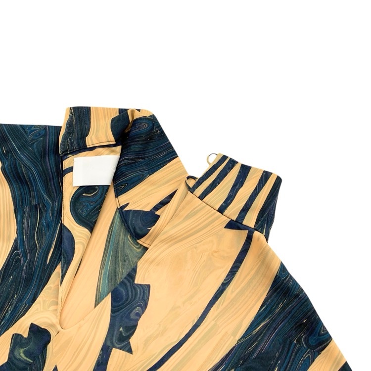 2024SS Mame Kurogouchi マメクロゴウチ Marble Print Jersey High Neck Top マーブル カットソー ベージュ 1 MM24SS-JS077