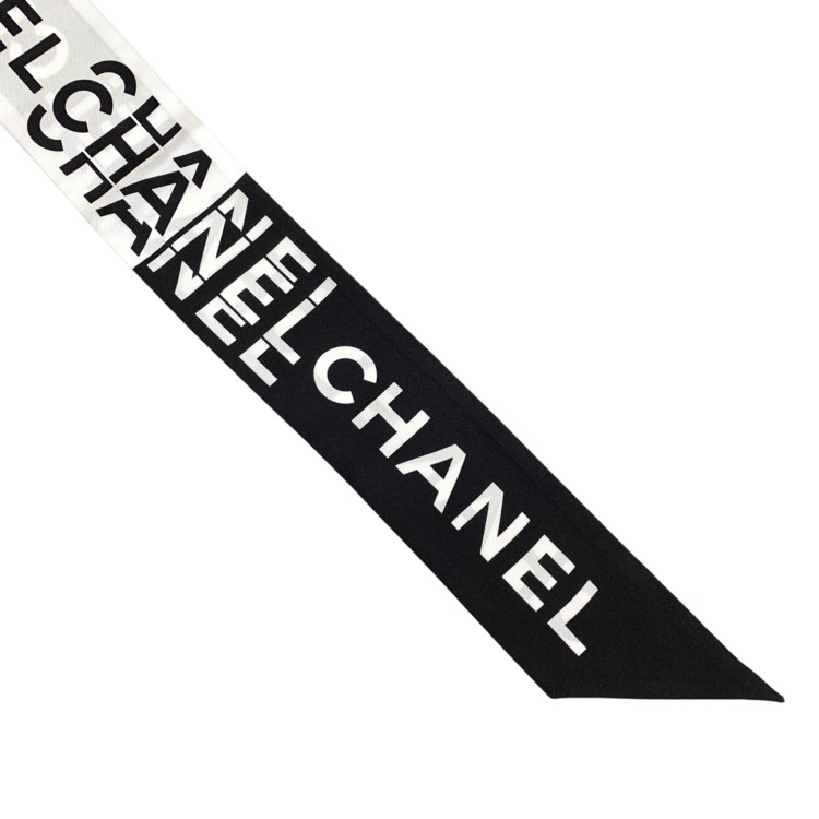 CHANEL シャネル シルクスカーフ　ロゴ　ヘアバンド リボン