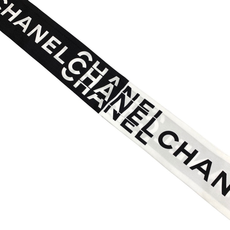 CHANEL シャネル シルクスカーフ　ロゴ　ヘアバンド リボン