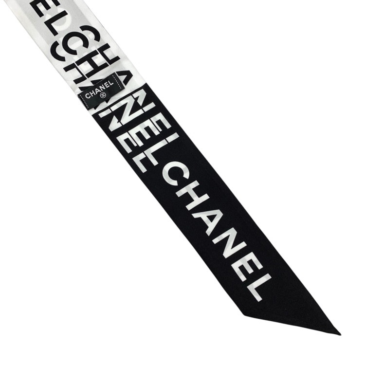 CHANEL シャネル シルクスカーフ　ロゴ　ヘアバンド リボン