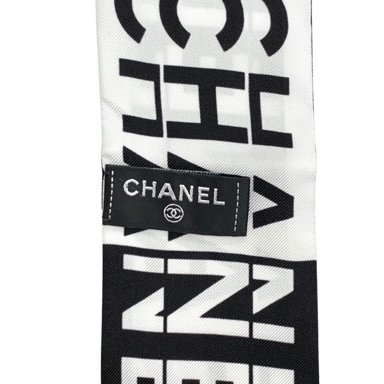 CHANEL シャネル シルクスカーフ　ロゴ　ヘアバンド リボン
