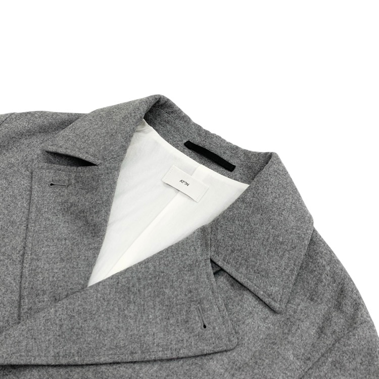 ATON エイトン MERINO COLLEGE FLANNEL RAIL COAT メリノ カレッジ フランネルレール コート グレー 01 SCAGSW0901