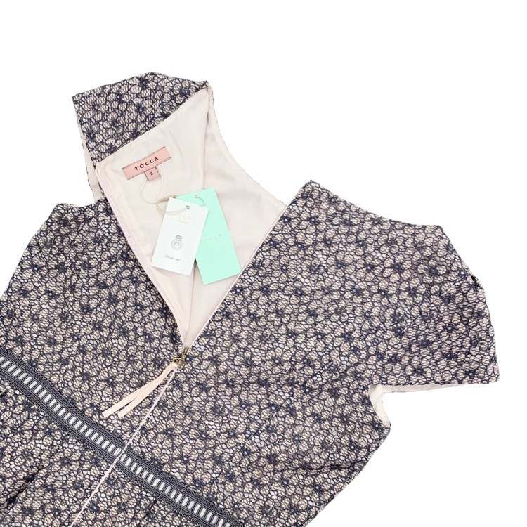 TOCCA トッカ MEMORY OF LACE ドレス ワンピース グレー ピンク 2 OPTOGA0315