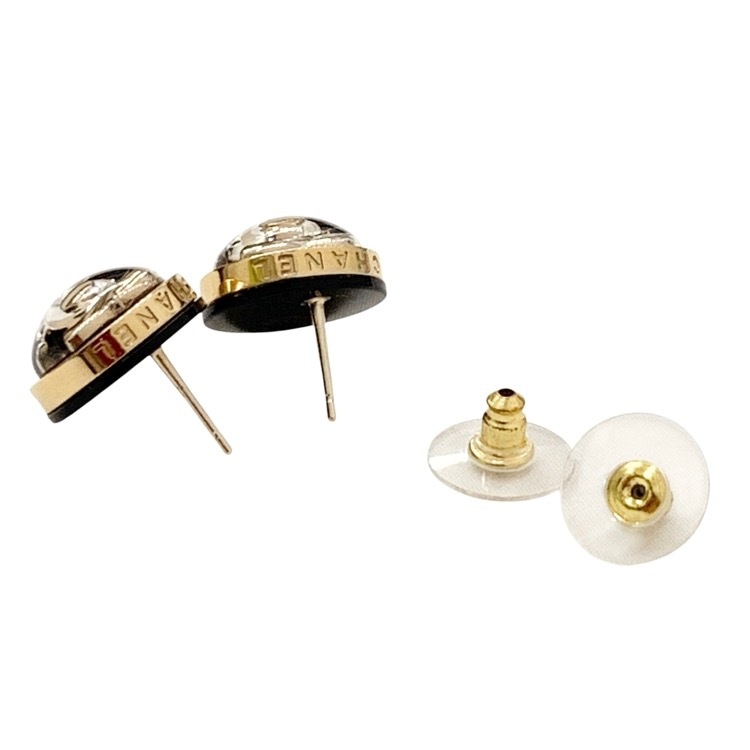 CHANEL シャネル B23 ターンロック ピアス ブラック ゴールド