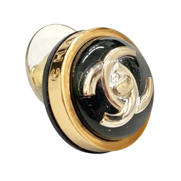 CHANEL シャネル B23 ターンロック ピアス ブラック ゴールド