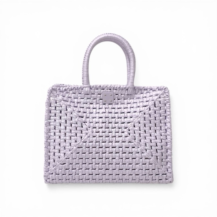 FERRAGAMO フェラガモ The studio raffia small bag かごバッグ ステューディオラフィアトート パープル
