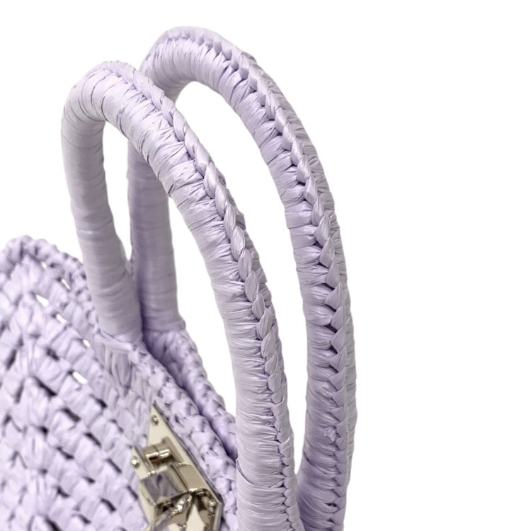 FERRAGAMO フェラガモ The studio raffia small bag かごバッグ ステューディオラフィアトート パープル