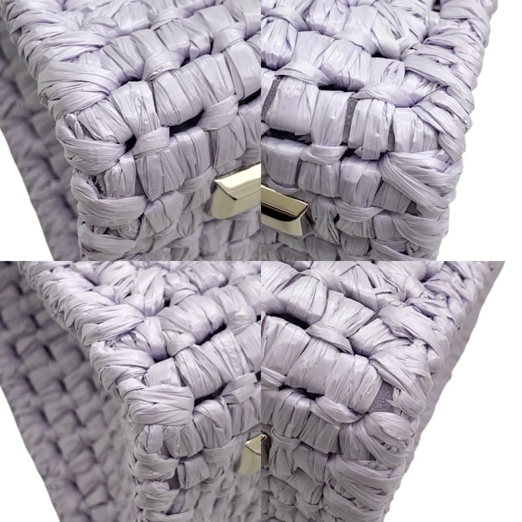 FERRAGAMO フェラガモ The studio raffia small bag かごバッグ ステューディオラフィアトート パープル