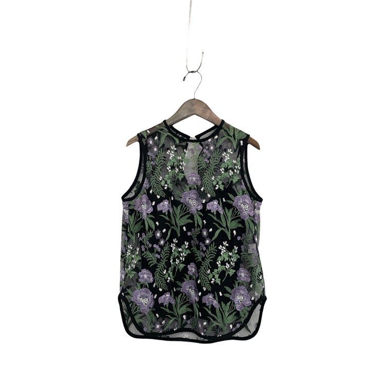Mame Kurogouchi マメクロゴウチ Embroidery Sleeveless Blouse ボタニカルレースノースリーブブラウス パープル 1 MM19SS-SH701