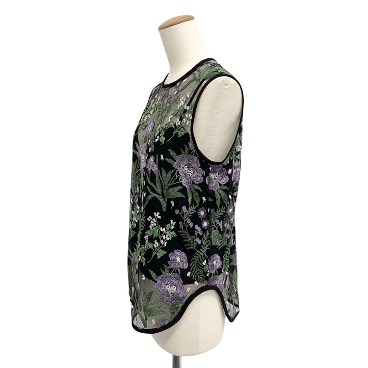 Mame Kurogouchi マメクロゴウチ Embroidery Sleeveless Blouse ボタニカルレースノースリーブブラウス パープル 1 MM19SS-SH701