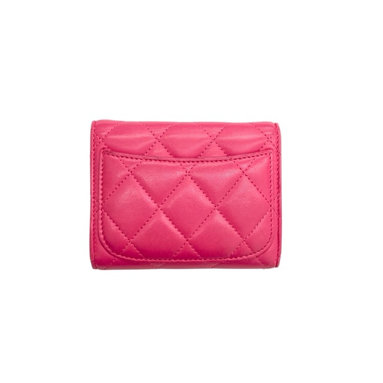 CHANEL シャネル フラップ コインケース カメリアステッチ フューシャピンク