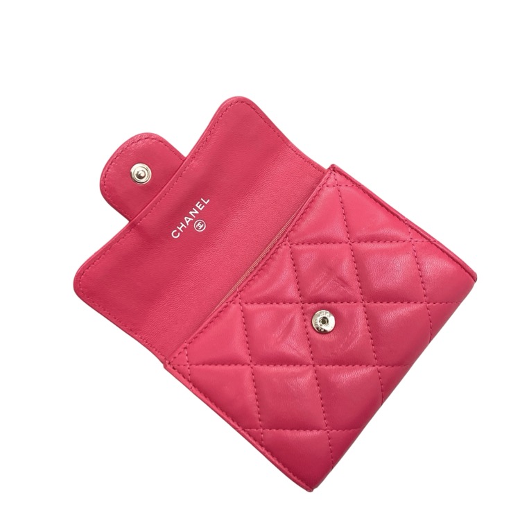 CHANEL シャネル フラップ コインケース カメリアステッチ フューシャピンク