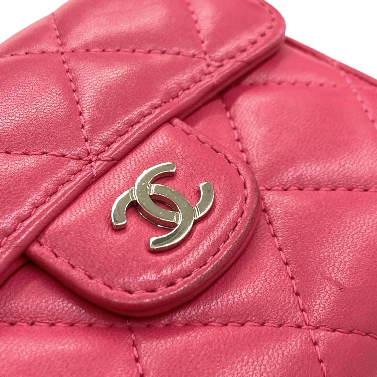 CHANEL シャネル フラップ コインケース カメリアステッチ フューシャピンク