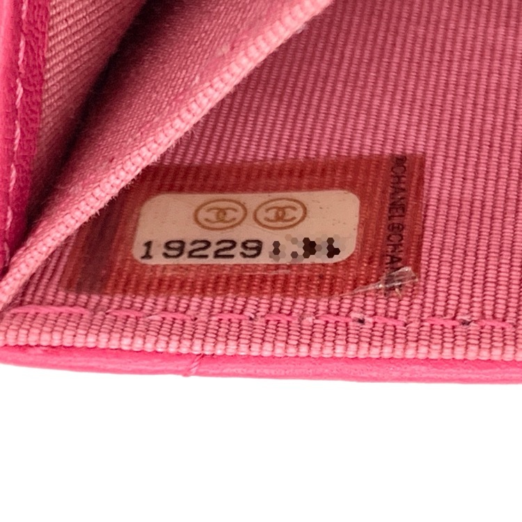 CHANEL シャネル フラップ コインケース カメリアステッチ フューシャピンク