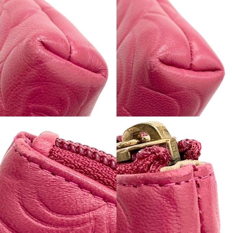 CHANEL シャネル コインパース カメリアステッチ フランボワーズ