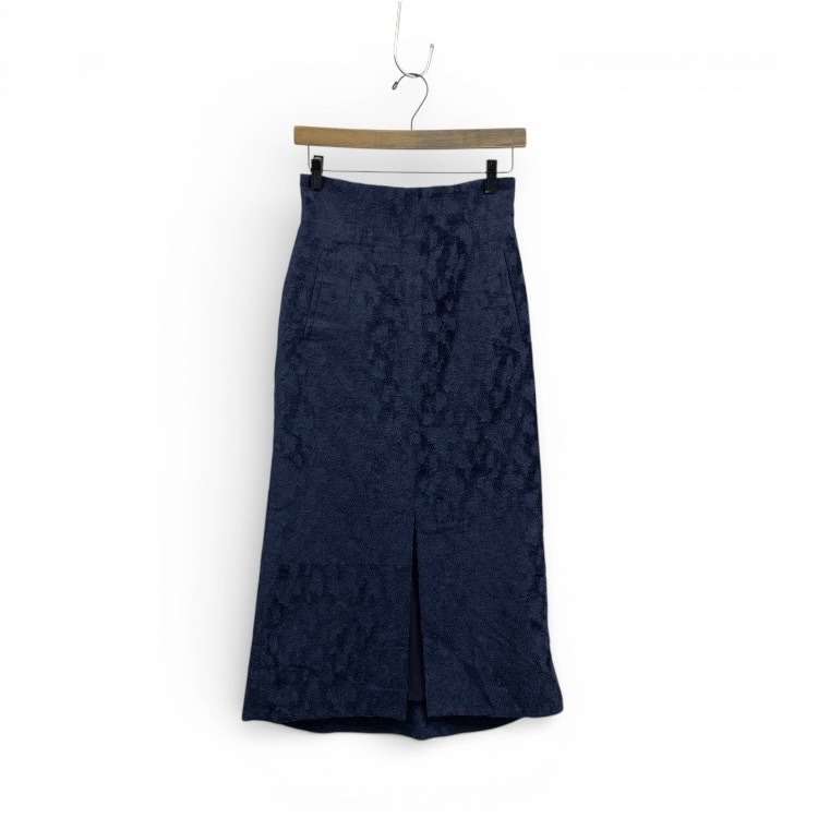 Mame Kurogouchi マメクロゴウチ Floral Jacquard Skirt フローラルジャガードスカート ネイビー 1 MM22FW-SK502