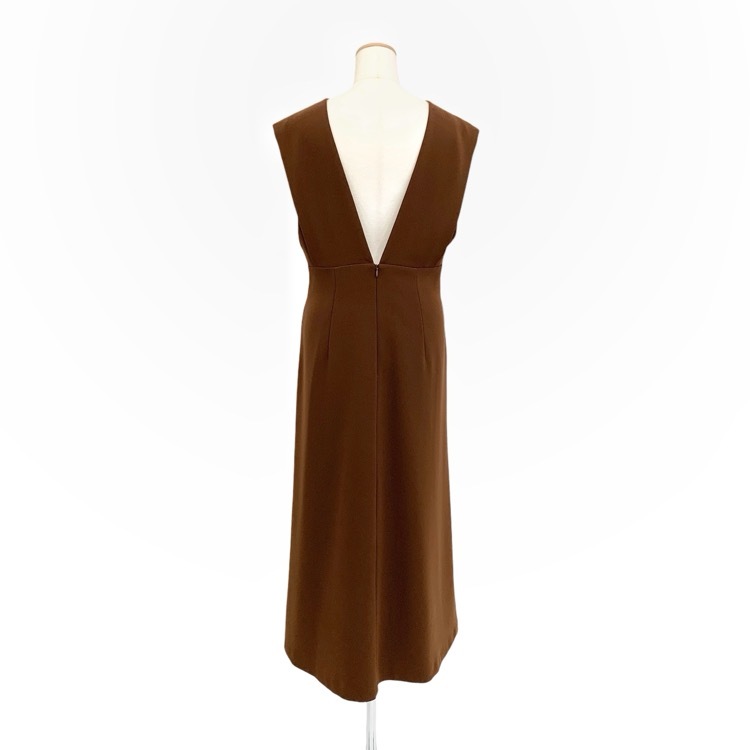 Mame Kurogouchi マメクロゴウチ V Neck Sleeveless Dress Vネックワンピース ブラウン 2 MM21PF-DR717