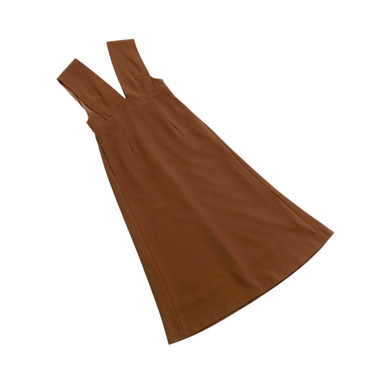 Mame Kurogouchi マメクロゴウチ V Neck Sleeveless Dress Vネックワンピース ブラウン 2 MM21PF-DR717