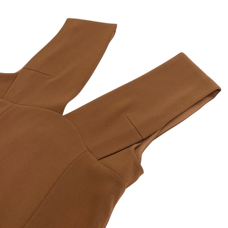 Mame Kurogouchi マメクロゴウチ V Neck Sleeveless Dress Vネックワンピース ブラウン 2 MM21PF-DR717