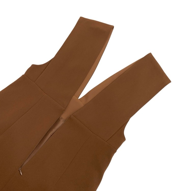 Mame Kurogouchi マメクロゴウチ V Neck Sleeveless Dress Vネックワンピース ブラウン 2 MM21PF-DR717